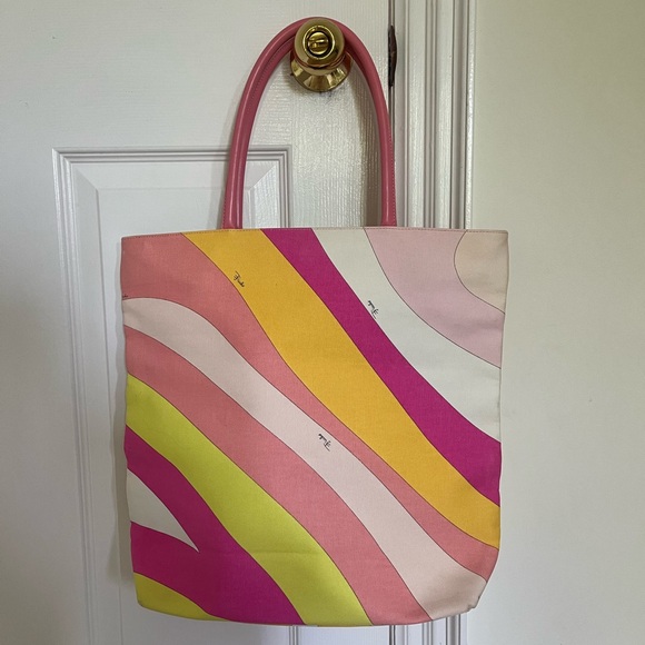 Vintage Emilio Pucci Pink Canvas Tote - Picture 6 of 12